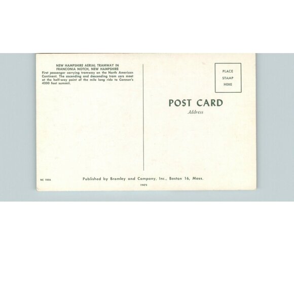 New Hampshire Aerial Tramway in Franconia Notch New Hampshire Postcard - Picture 2 of 2